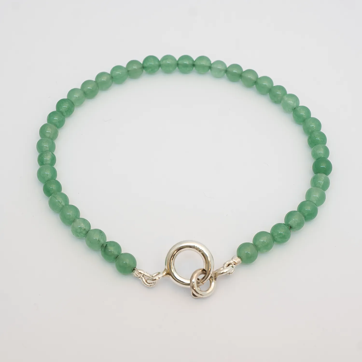 Stenarmband med aventurin, silverlås.