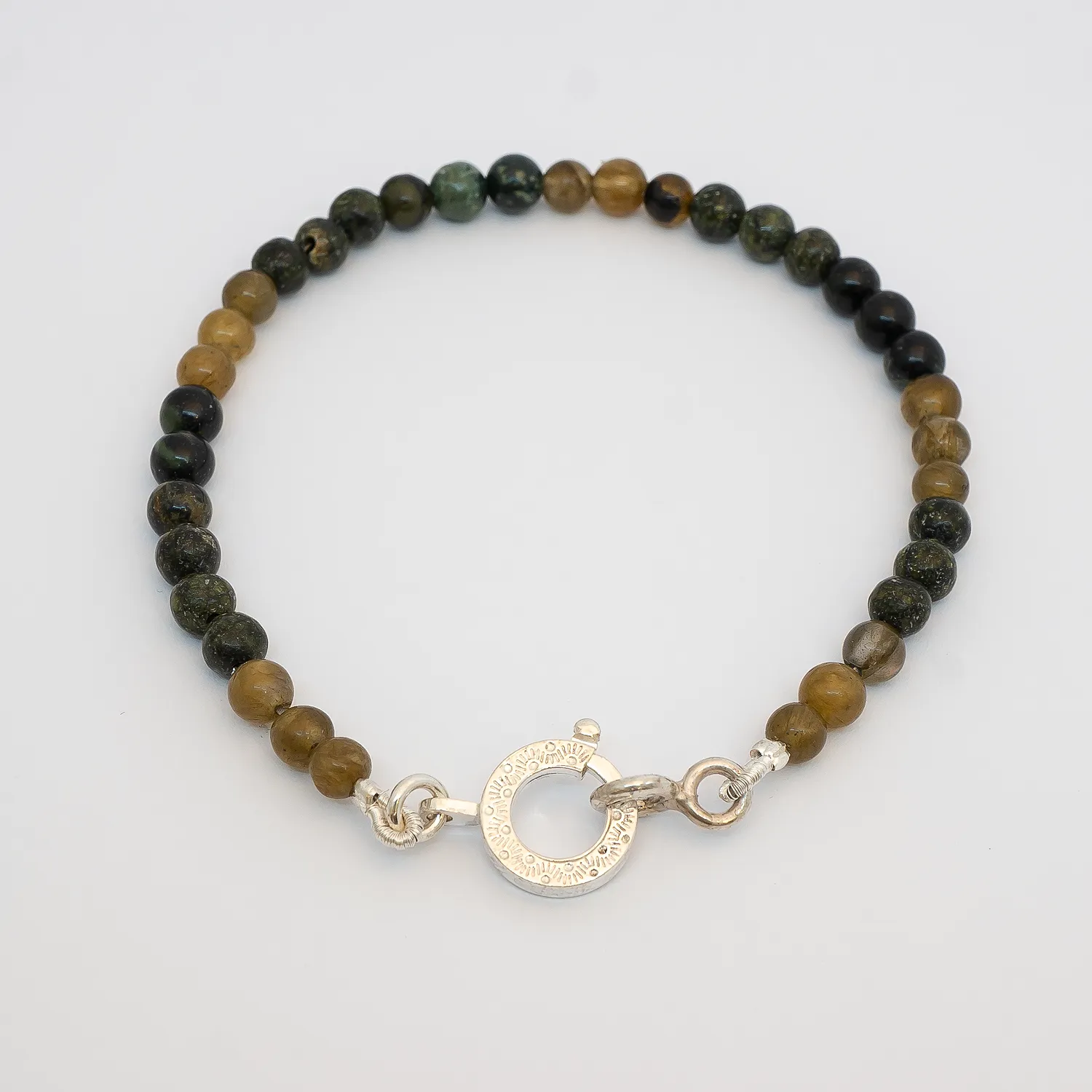 Stenarmband med blekrosa solsten och rhodonit